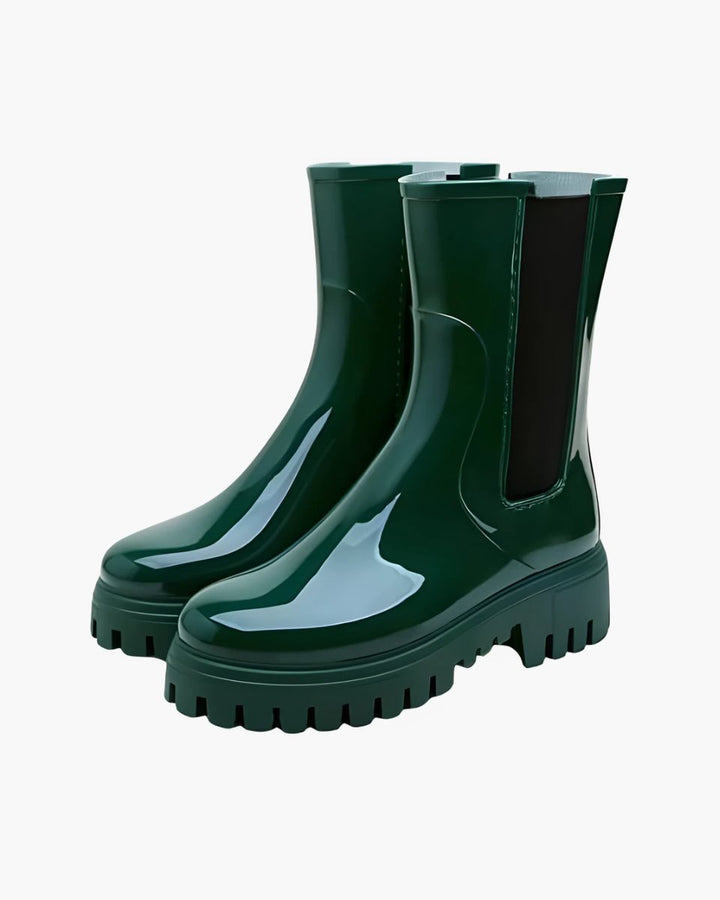 Women's Chelsea Boots Water-Resistant Chunky Lug-Sole Rain Boots - Green