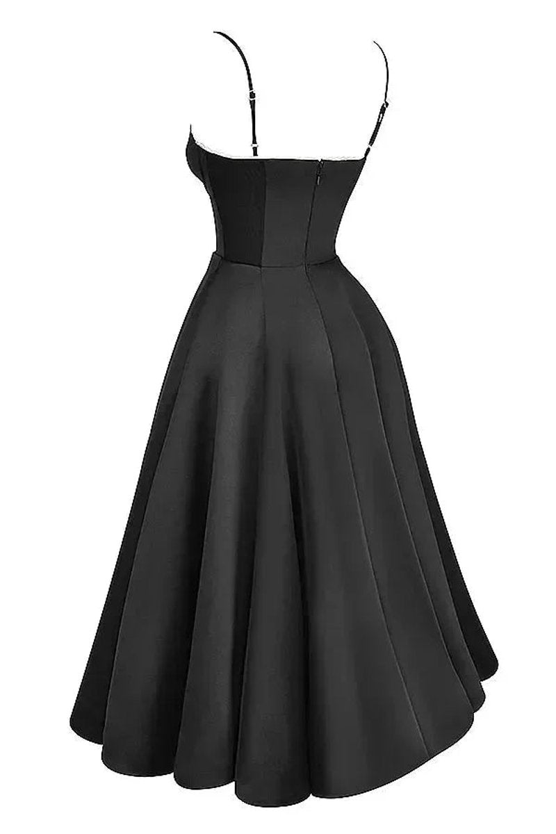 Women's Christmas Party Dress Black Satin Corset Midi Tulle Hem