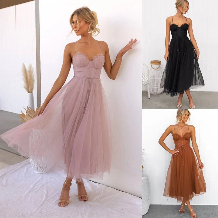 Women's Christmas Party Dress Corset Bustier Tulle Midi Skirt