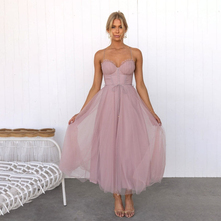 Women's Christmas Party Dress Corset Bustier Tulle Midi Skirt