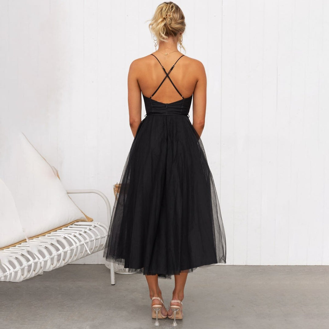 Women's Christmas Party Dress Corset Bustier Tulle Midi Skirt