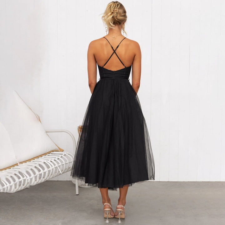 Women's Christmas Party Dress Corset Bustier Tulle Midi Skirt