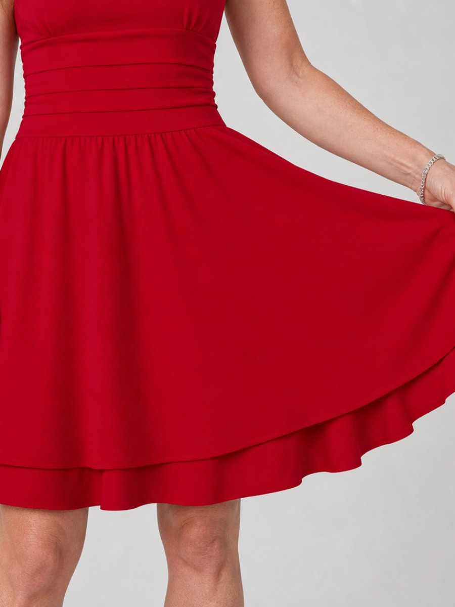 Women's Christmas Party Dress Square Neck Flared Mini