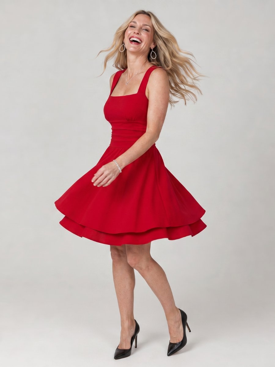 Women's Christmas Party Dress Square Neck Flared Mini