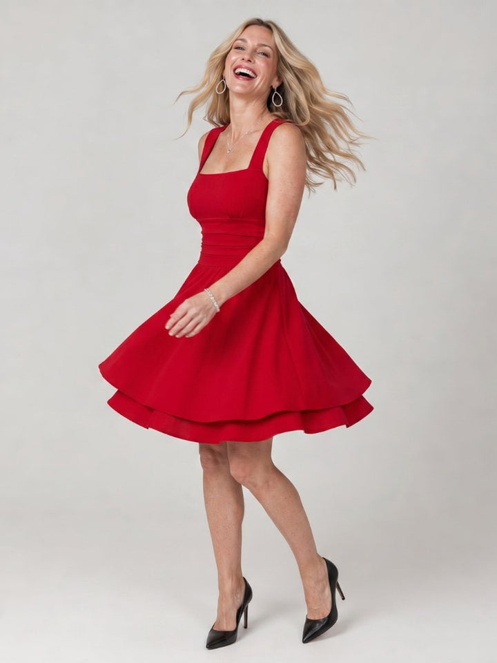 Women's Christmas Party Dress Square Neck Flared Mini