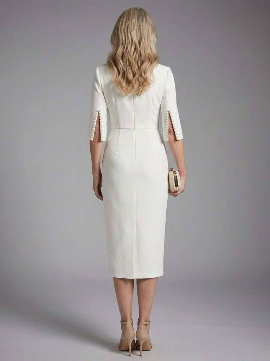 Women's Christmas Party Dress Tailored Split Sleeve Fitted Midi