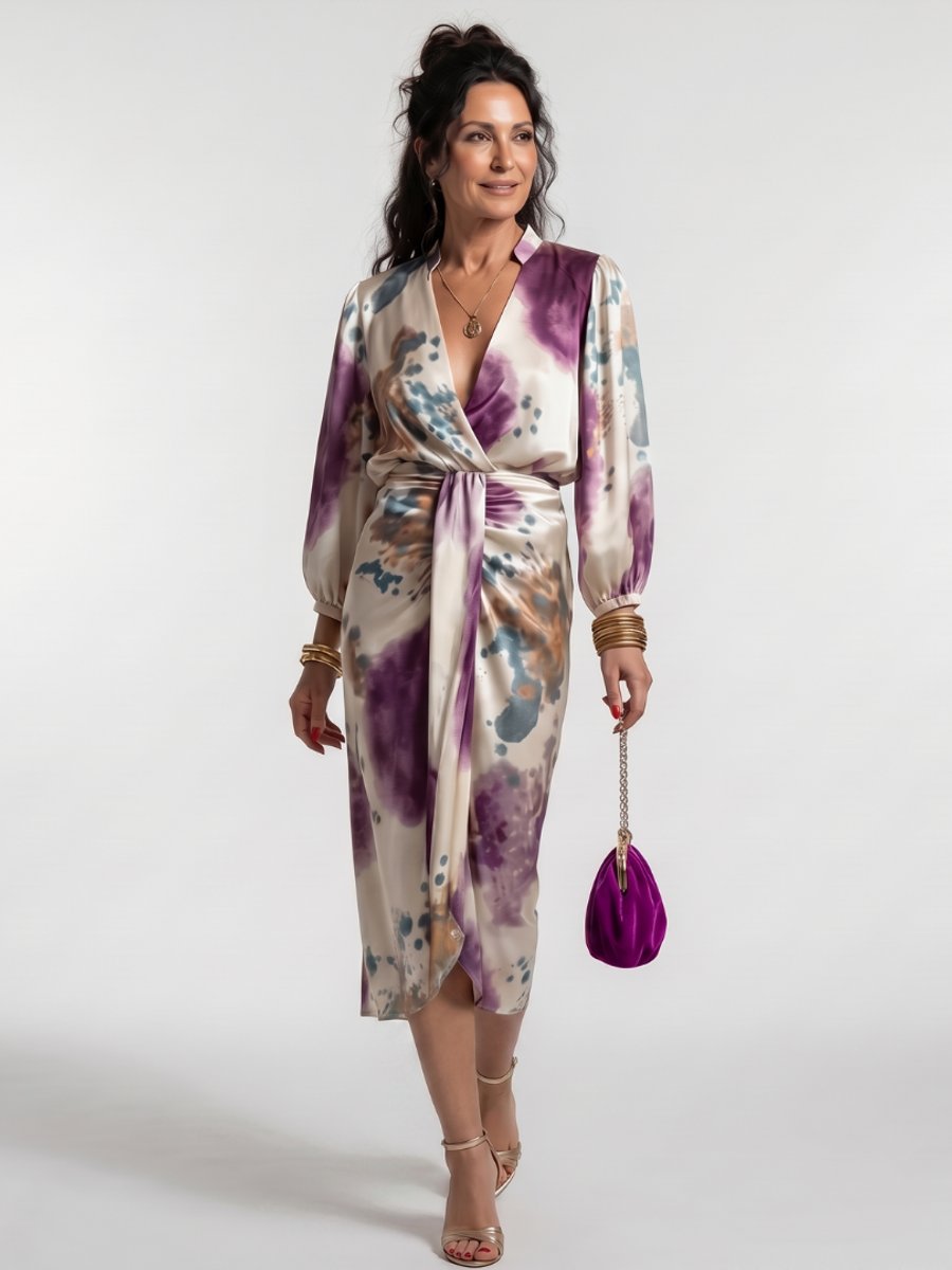 Women's Christmas Party Everyday Day Dress Cross-Wrap Midi