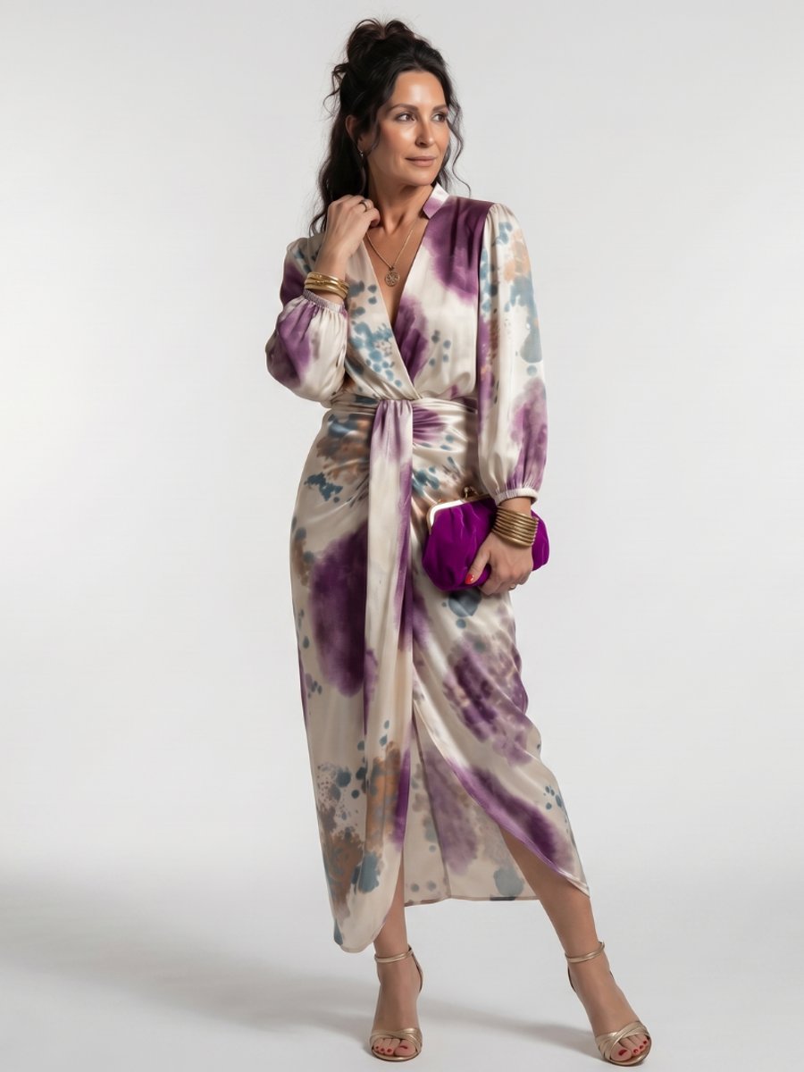 Women's Christmas Party Everyday Day Dress Cross-Wrap Midi