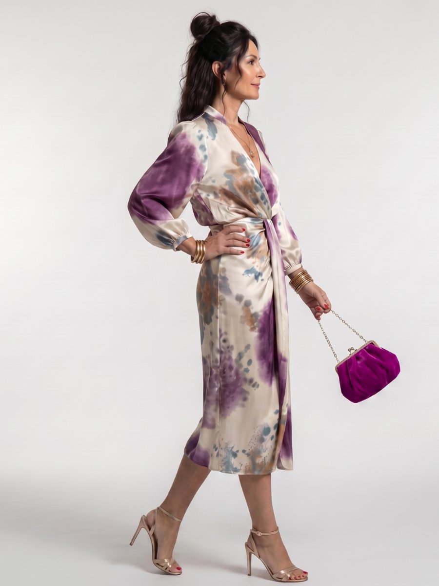 Women's Christmas Party Everyday Day Dress Cross-Wrap Midi