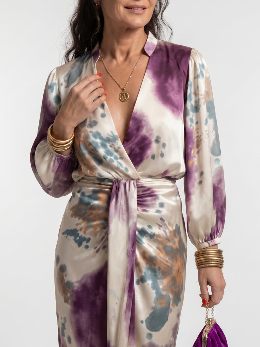 Women's Christmas Party Everyday Day Dress Cross-Wrap Midi