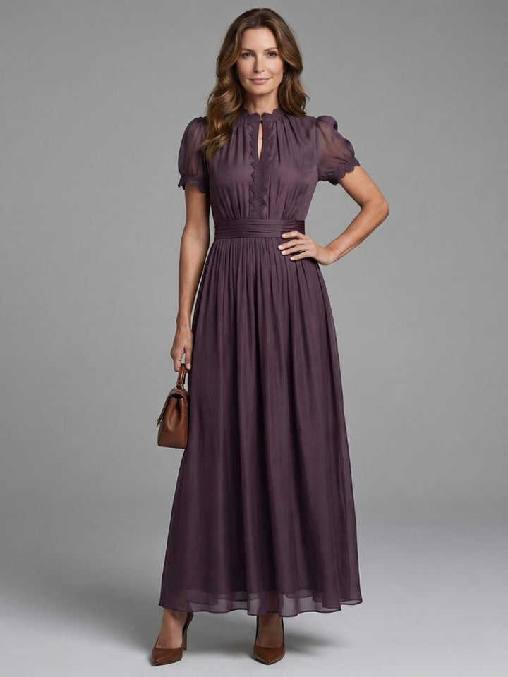 Women's Christmas Party Maxi Dress Keyhole Gathered Waist
