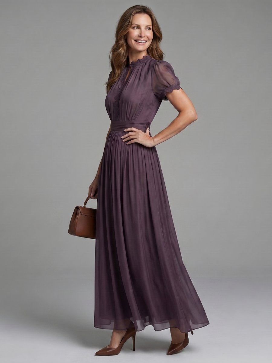 Women's Christmas Party Maxi Dress Keyhole Gathered Waist