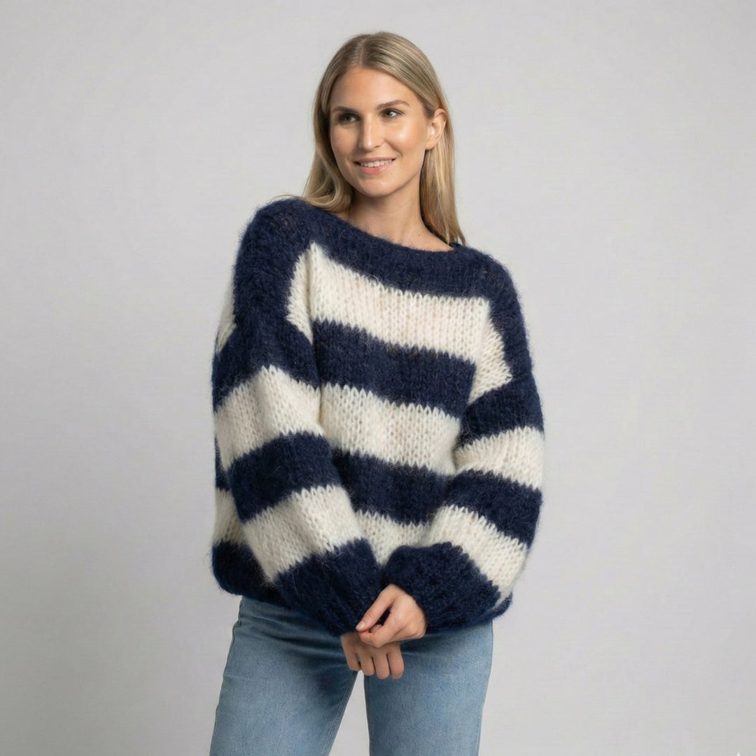 Women's Chunky Striped Loose-Fit Knitted Jumper