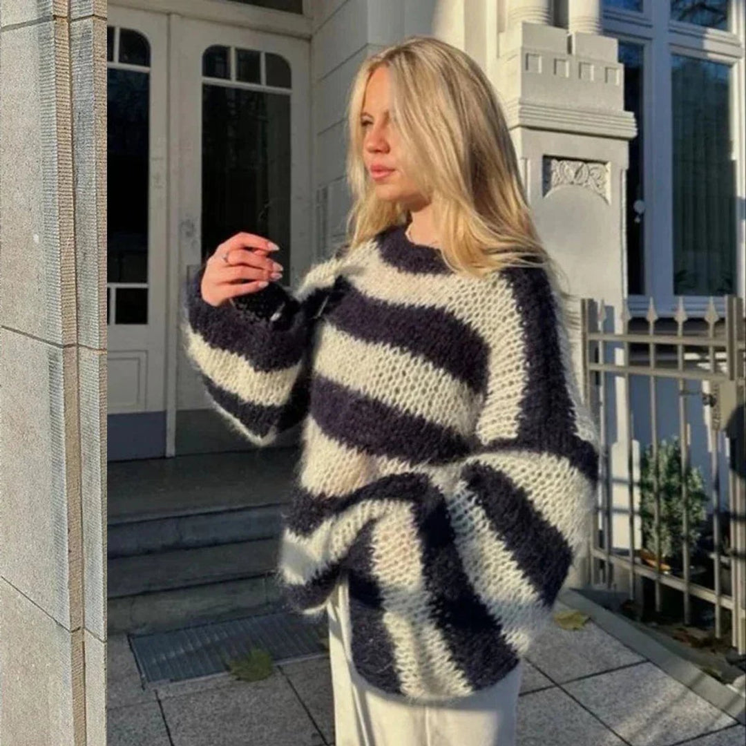Women's Chunky Striped Loose-Fit Knitted Jumper