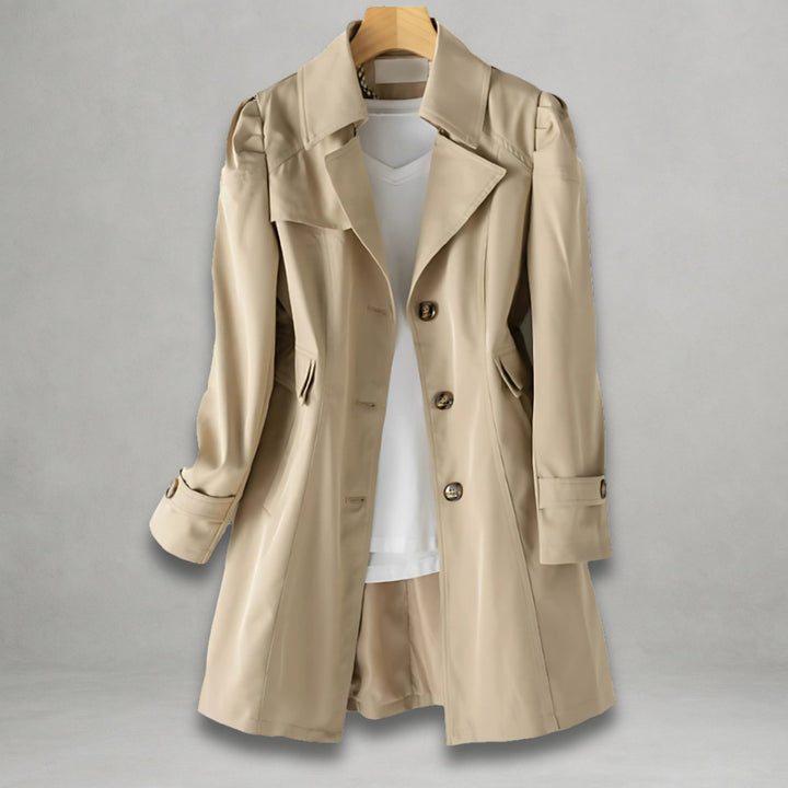 Women's Classic Belted Trench Coat Single-Breasted Cotton Blend
