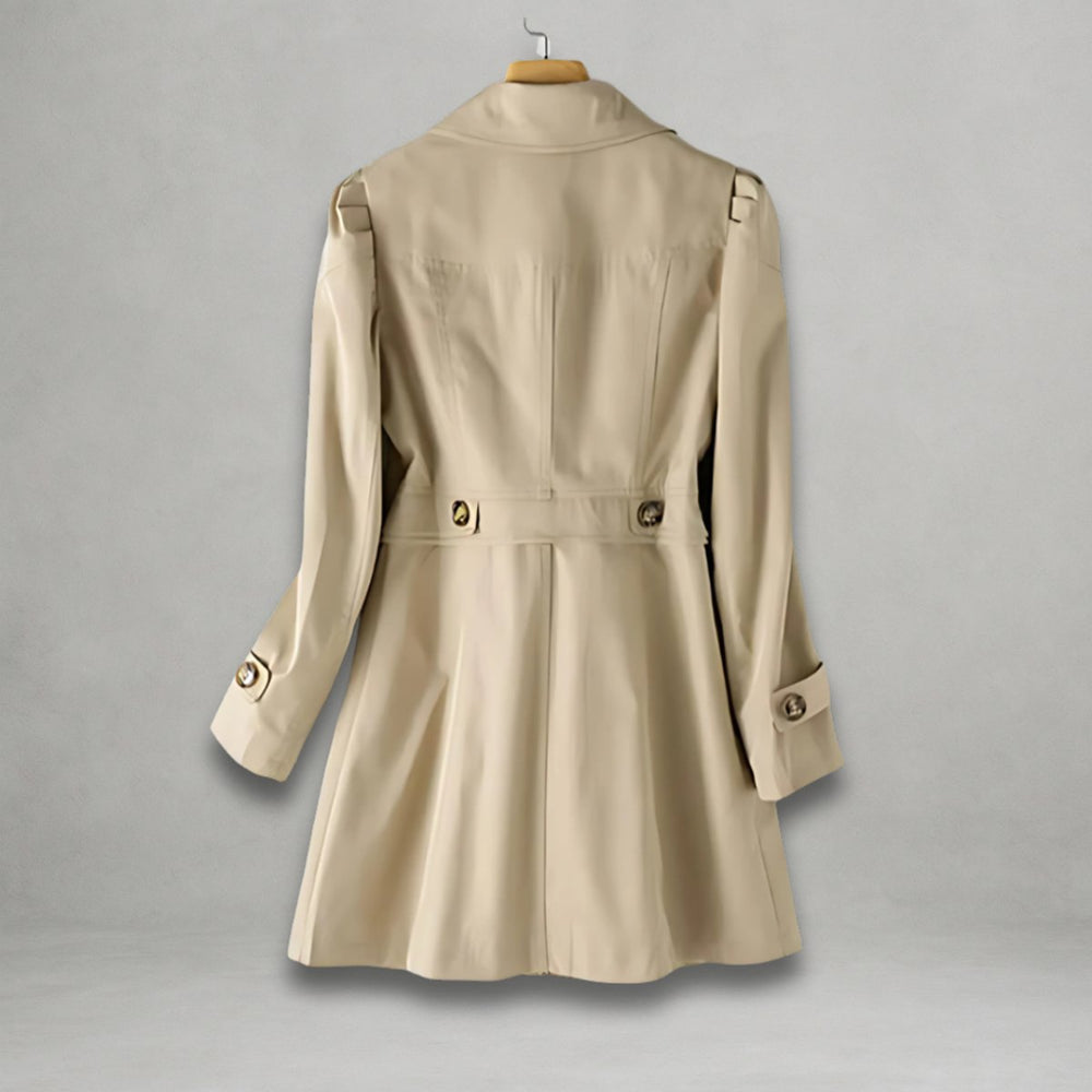 Women's Classic Belted Trench Coat Single-Breasted Cotton Blend