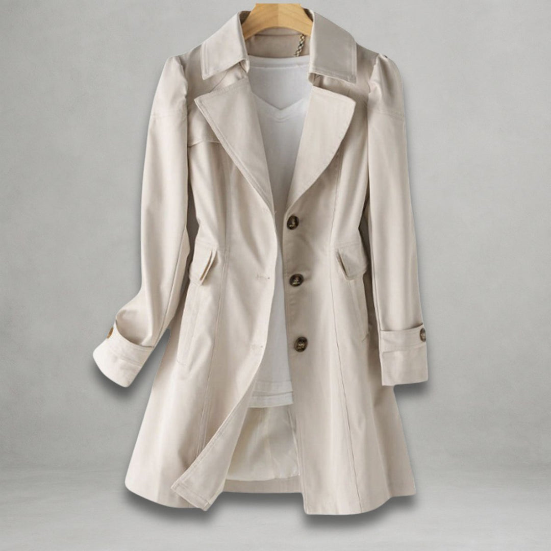 Women's Classic Belted Trench Coat Single-Breasted Cotton Blend
