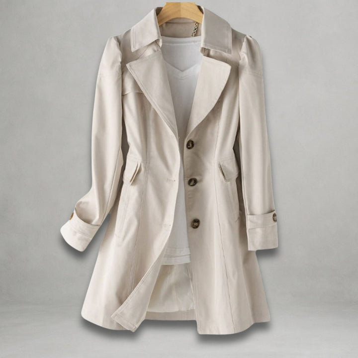 Women's Classic Belted Trench Coat Single-Breasted Cotton Blend