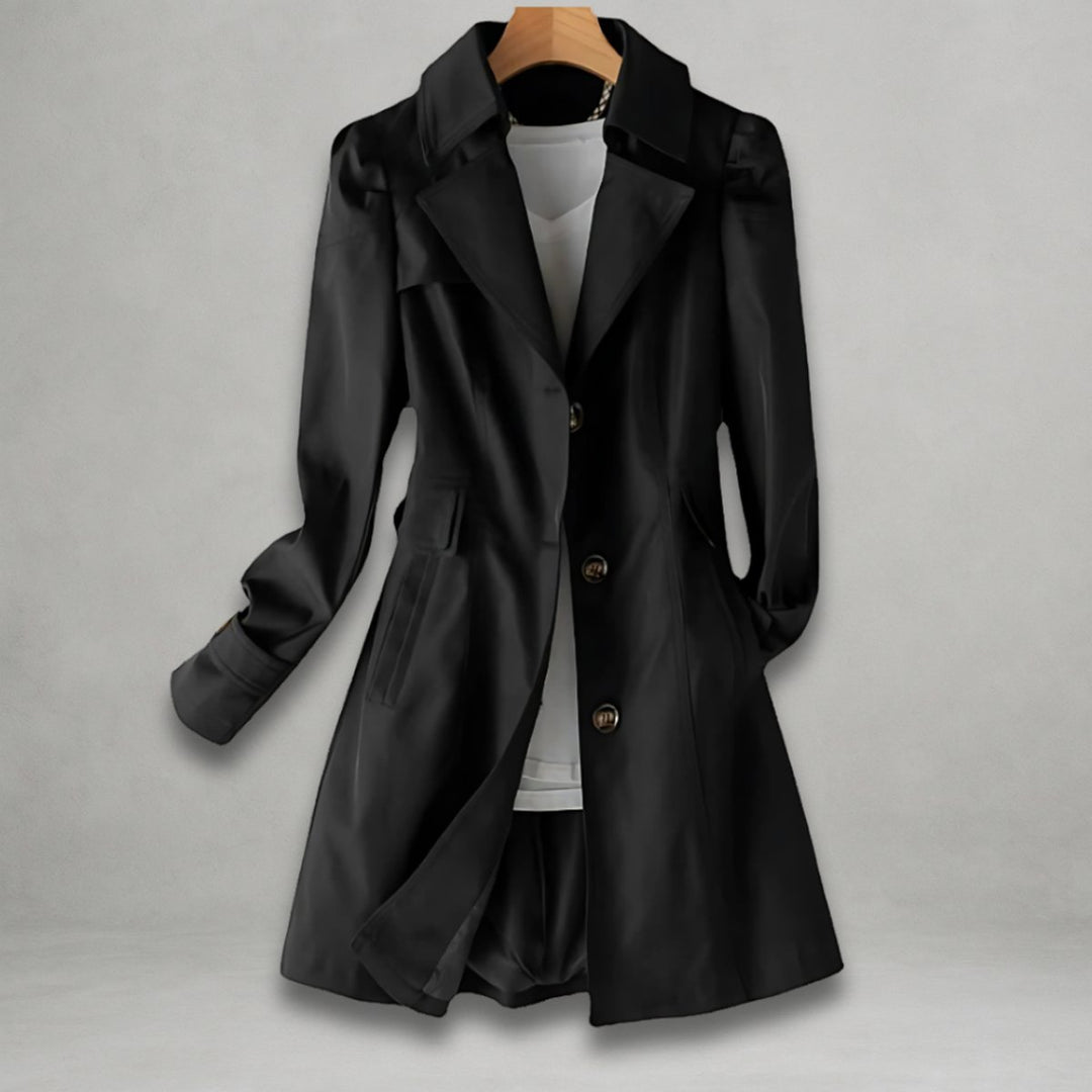 Women's Classic Belted Trench Coat Single-Breasted Cotton Blend