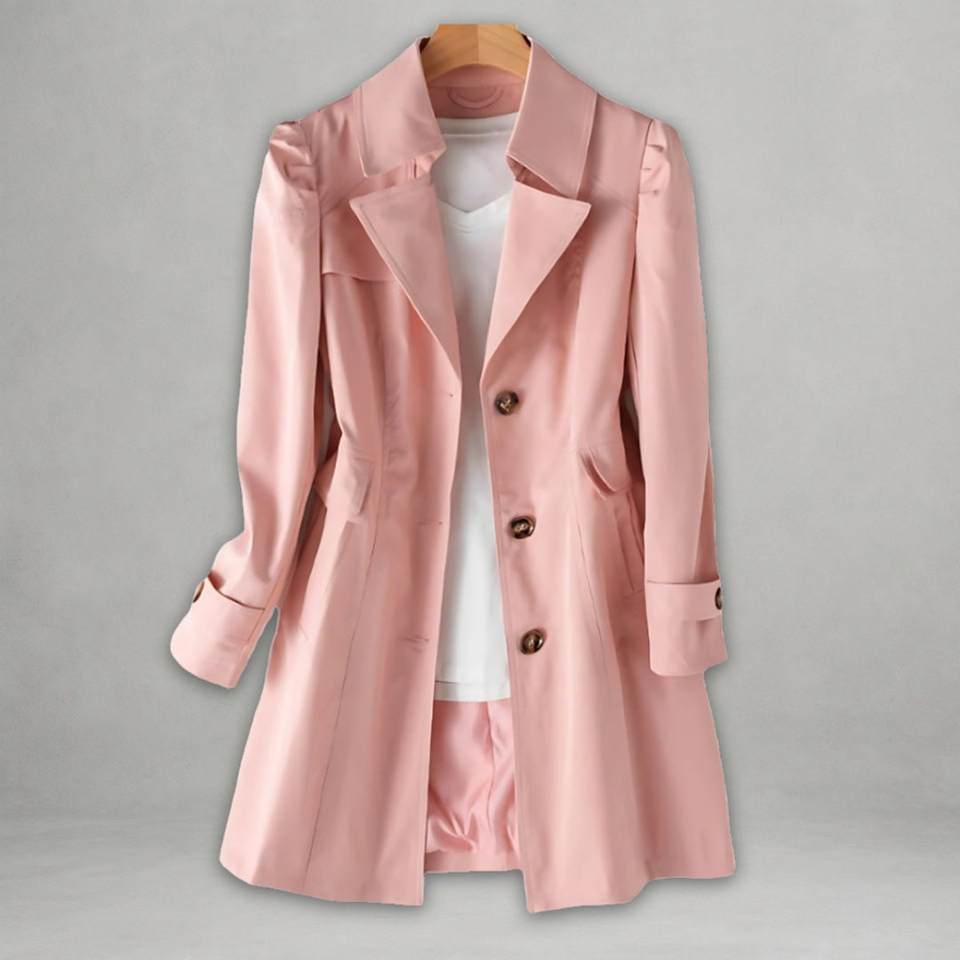 Women's Classic Belted Trench Coat Single-Breasted Cotton Blend