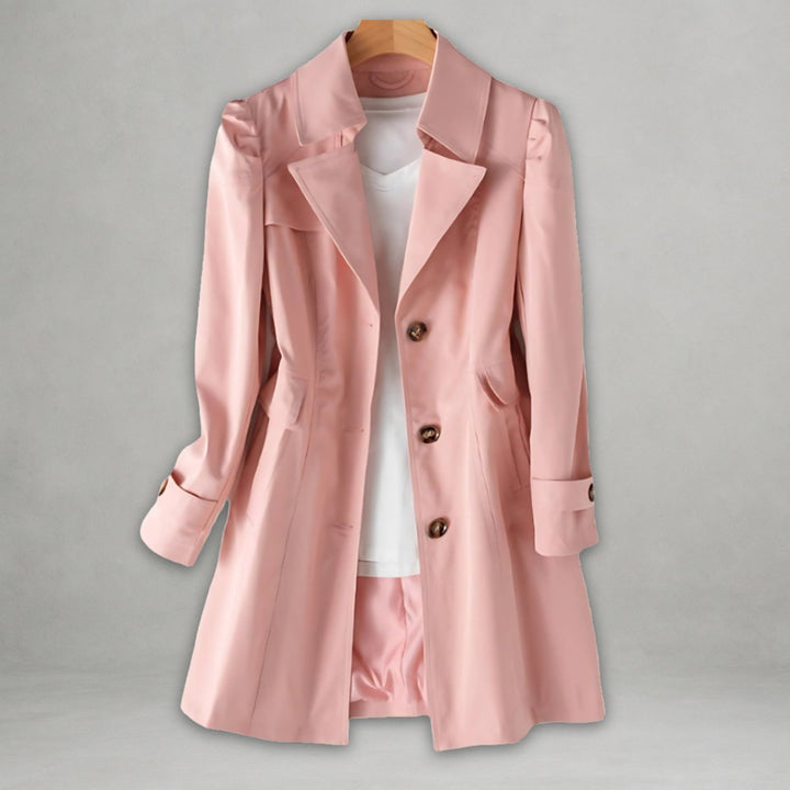 Women's Classic Belted Trench Coat Single-Breasted Cotton Blend