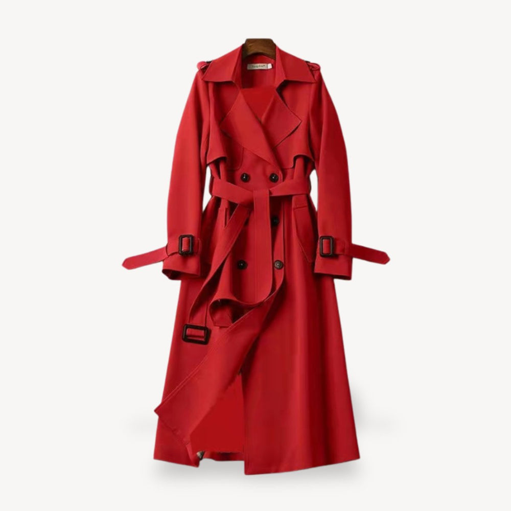 Women's Classic Double-Breasted Belted Trench Coat