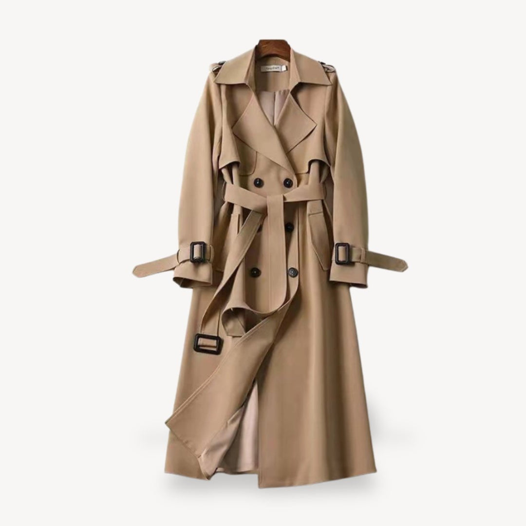 Women's Classic Double-Breasted Belted Trench Coat