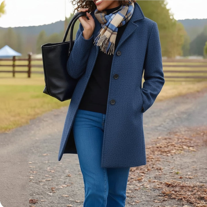 Women's Classic Mid-Length Button-Up Wool Coat