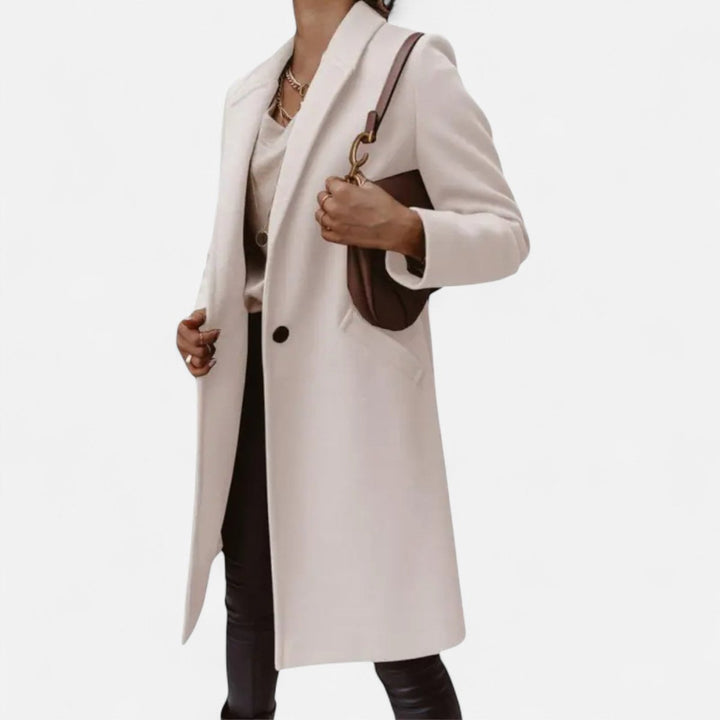 Womens Classic Mid-Length Wool Coat Elegant Lapel Tailored Fit