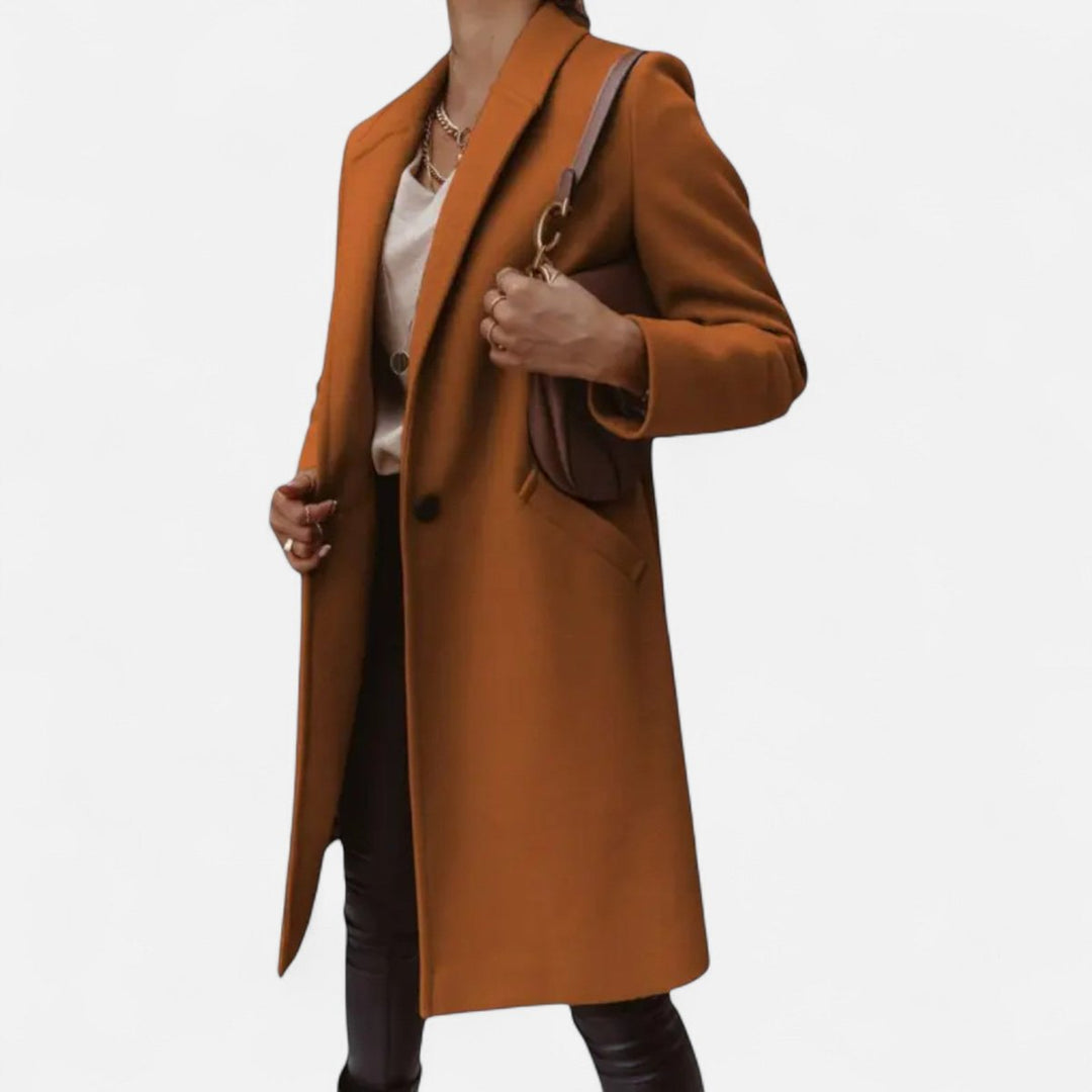 Womens Classic Mid-Length Wool Coat Elegant Lapel Tailored Fit