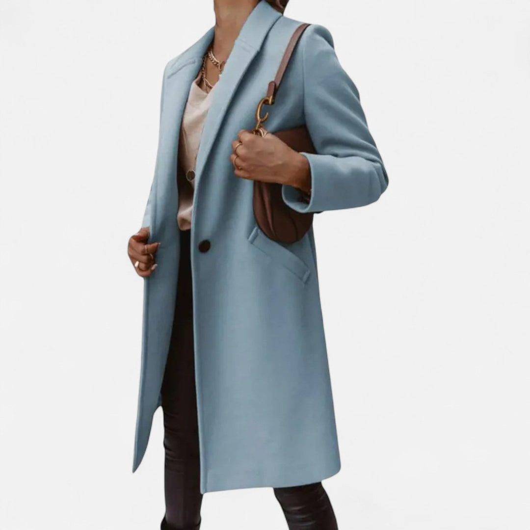 Womens Classic Mid-Length Wool Coat Elegant Lapel Tailored Fit