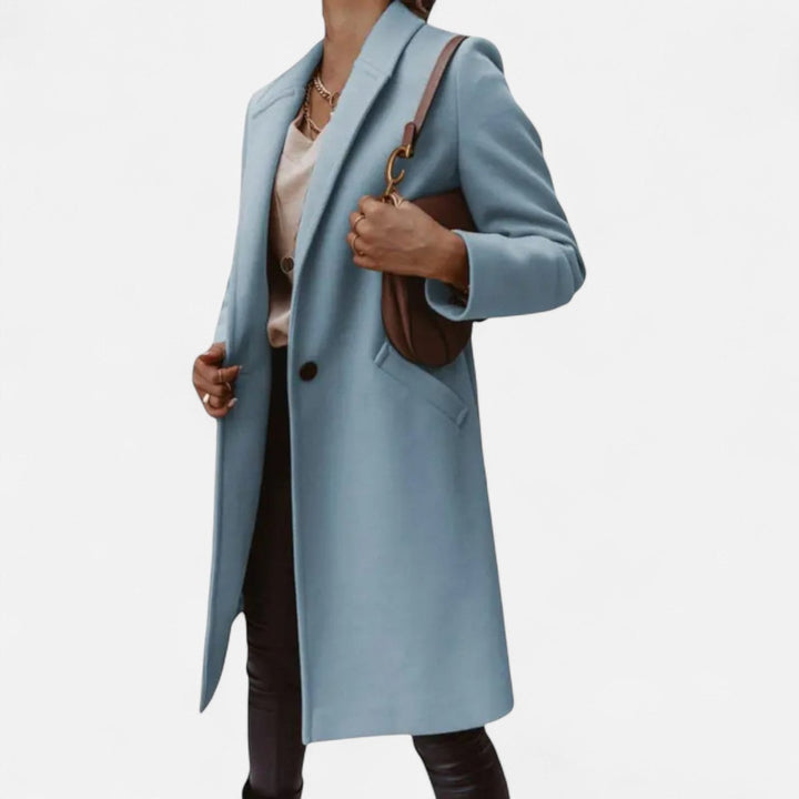 Womens Classic Mid-Length Wool Coat Elegant Lapel Tailored Fit