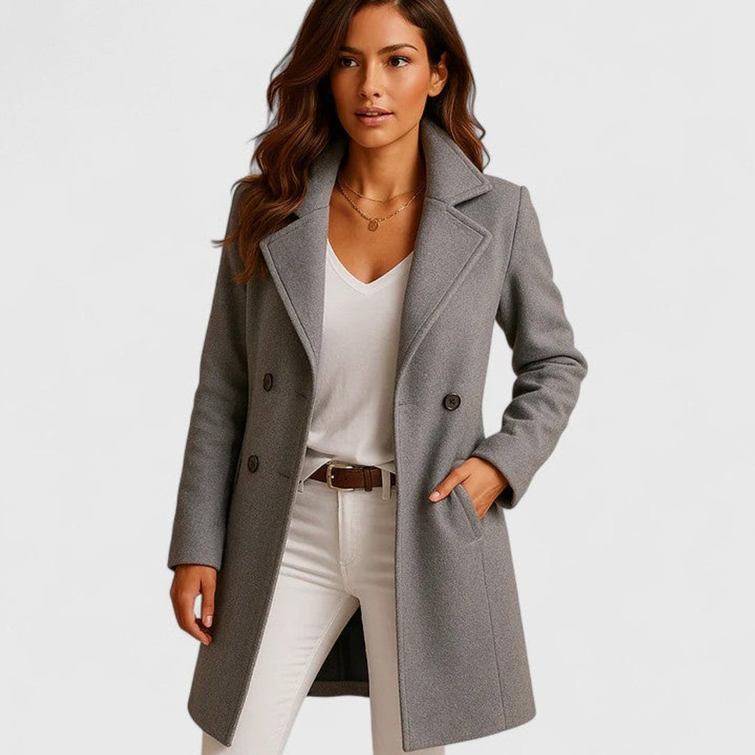 Women's Classic Single-Breasted Longline Wool Coat Notch Lapel