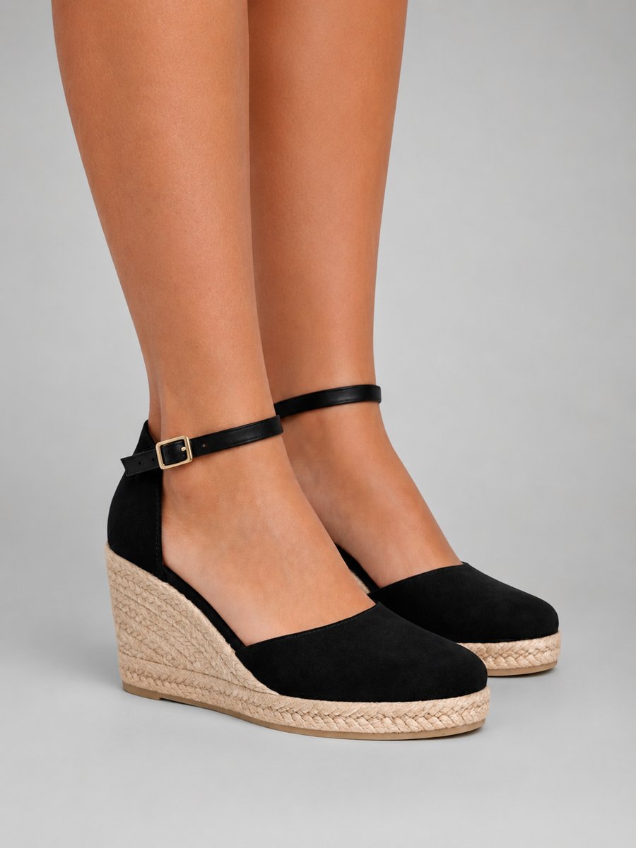 Women's Closed Toe Espadrille Wedge Ankle Strap Sandals