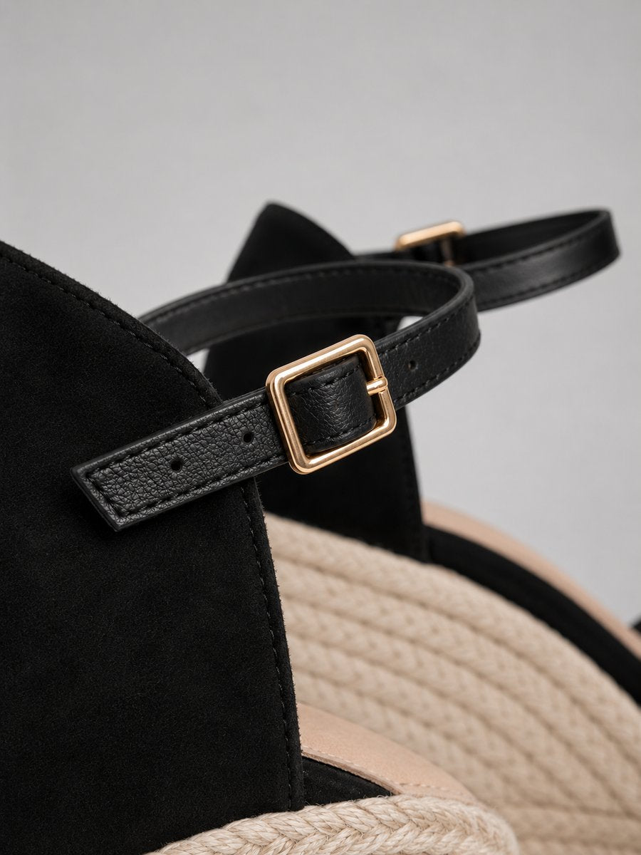 Women's Closed Toe Espadrille Wedge Ankle Strap Sandals
