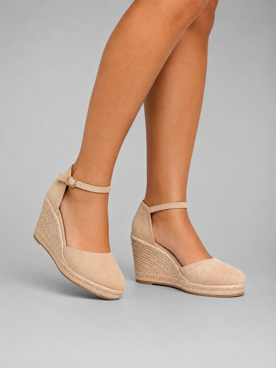 Women's Closed Toe Espadrille Wedge Ankle Strap Sandals