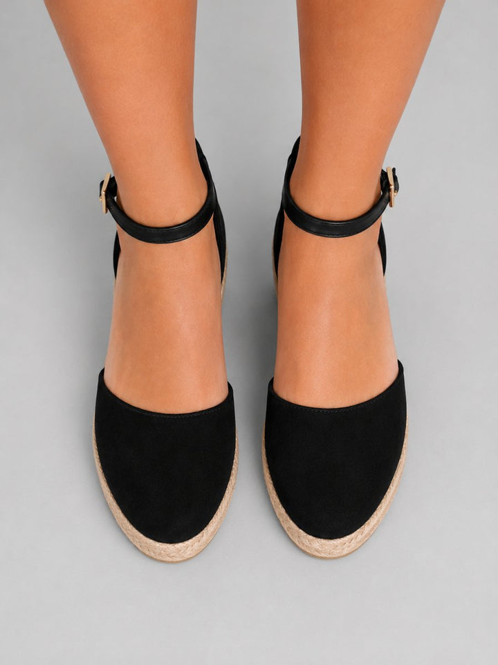 Women's Closed-Toe Espadrille Wedge Sandals Ankle Strap