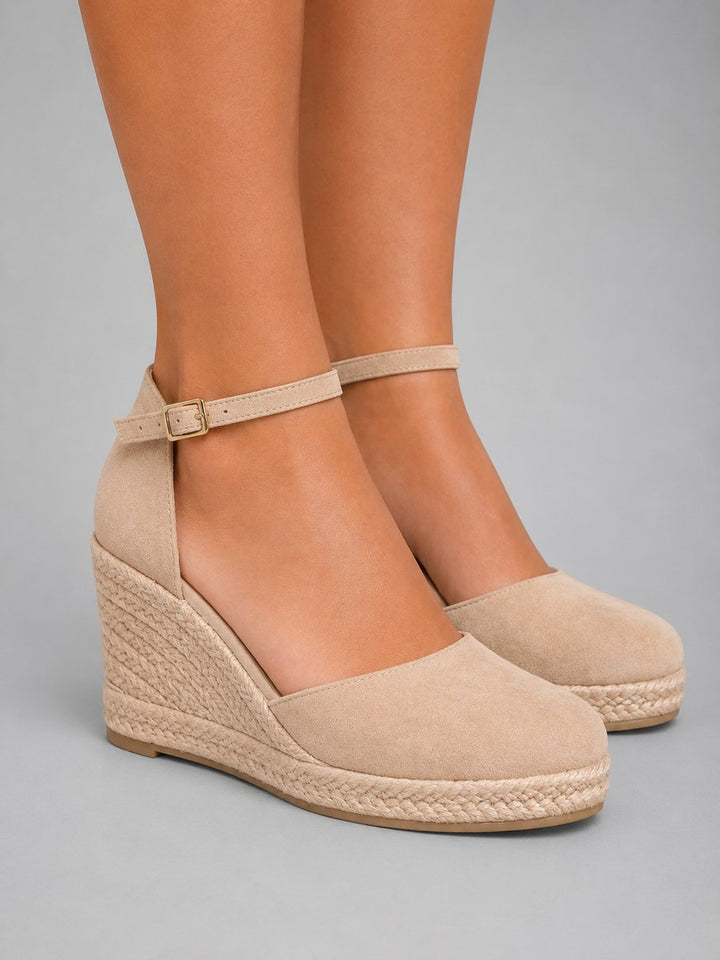 Women's Closed-Toe Espadrille Wedge Sandals Ankle Strap