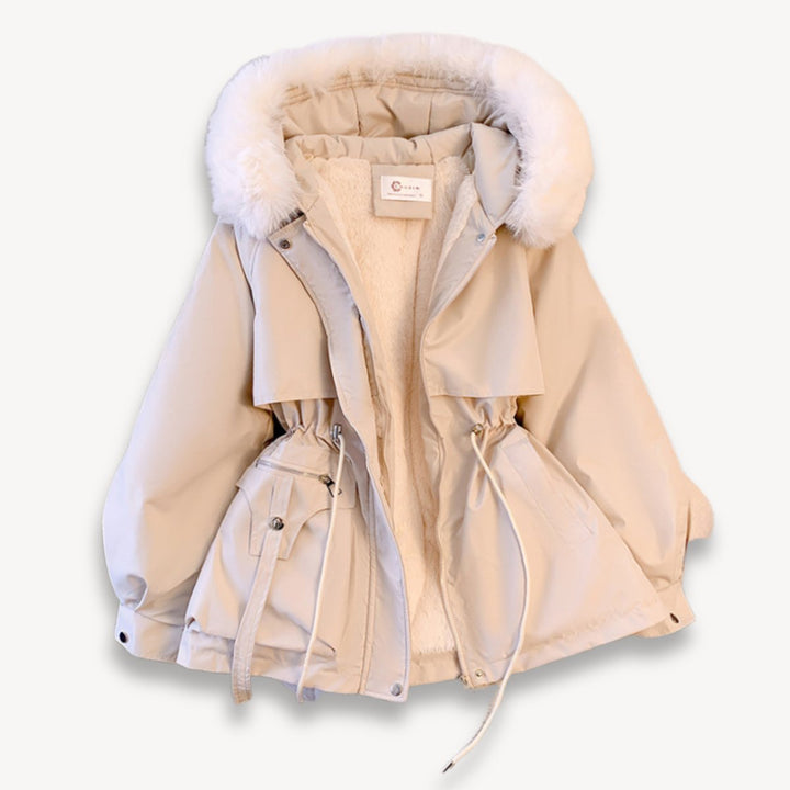 Women's Coat Fleece-Lined Faux-Fur Hood Drawstring Parka