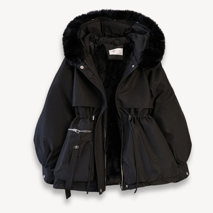 Women's Coat Fleece-Lined Faux-Fur Hood Drawstring Parka