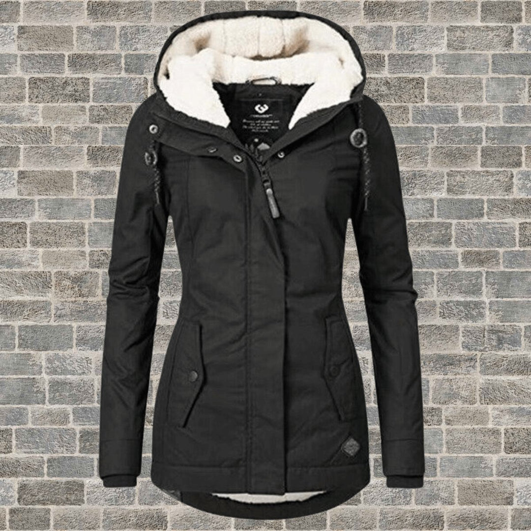 Womens Coat Sherpa-Lined Hooded Long Winter Parka Jacket