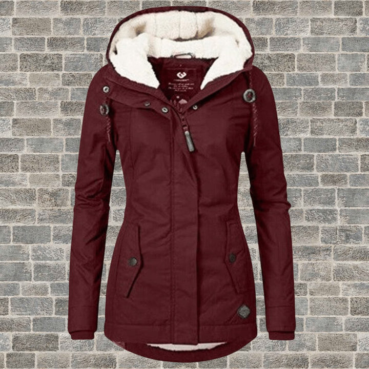 Womens Coat Sherpa-Lined Hooded Long Winter Parka Jacket