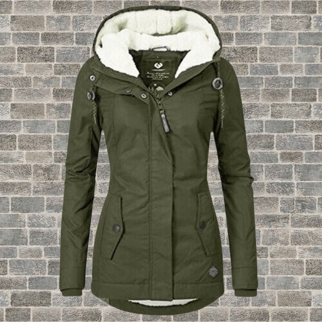Womens Coat Sherpa-Lined Hooded Long Winter Parka Jacket