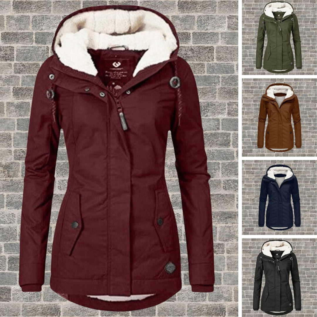 Womens Coat Sherpa-Lined Hooded Long Winter Parka Jacket