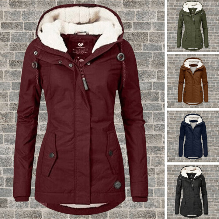 Womens Coat Sherpa-Lined Hooded Long Winter Parka Jacket
