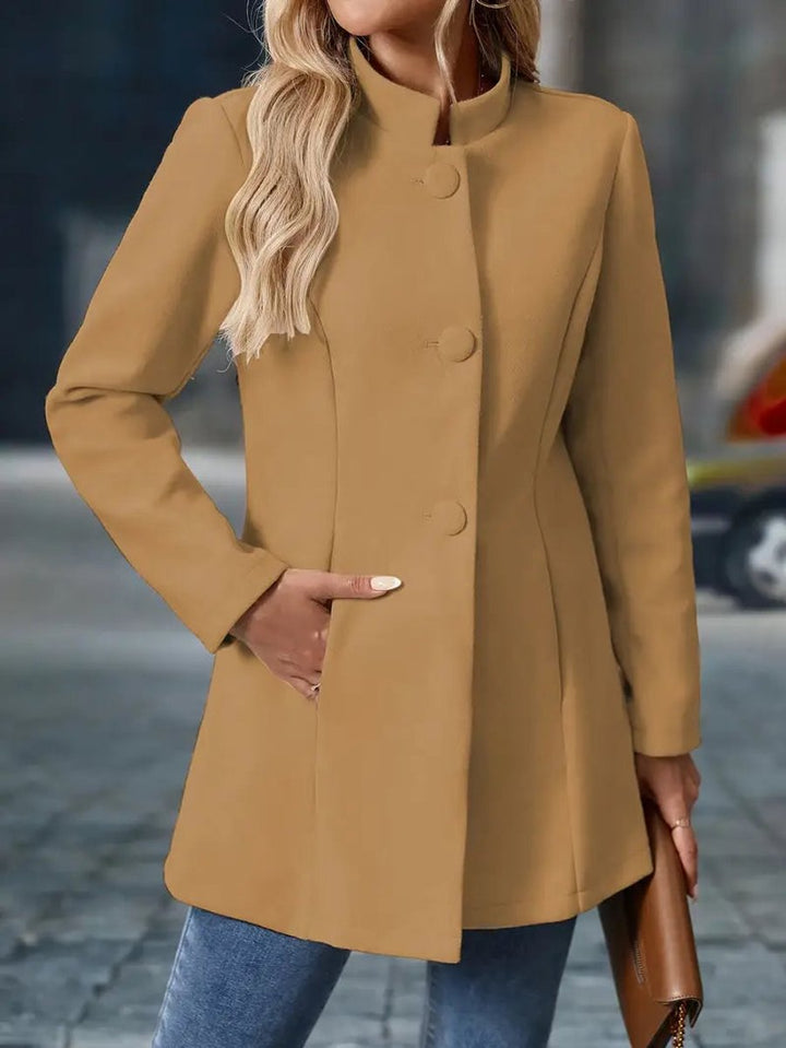 Women's Coat Stand-Collar Button-Front Tailored Blazer Jacket