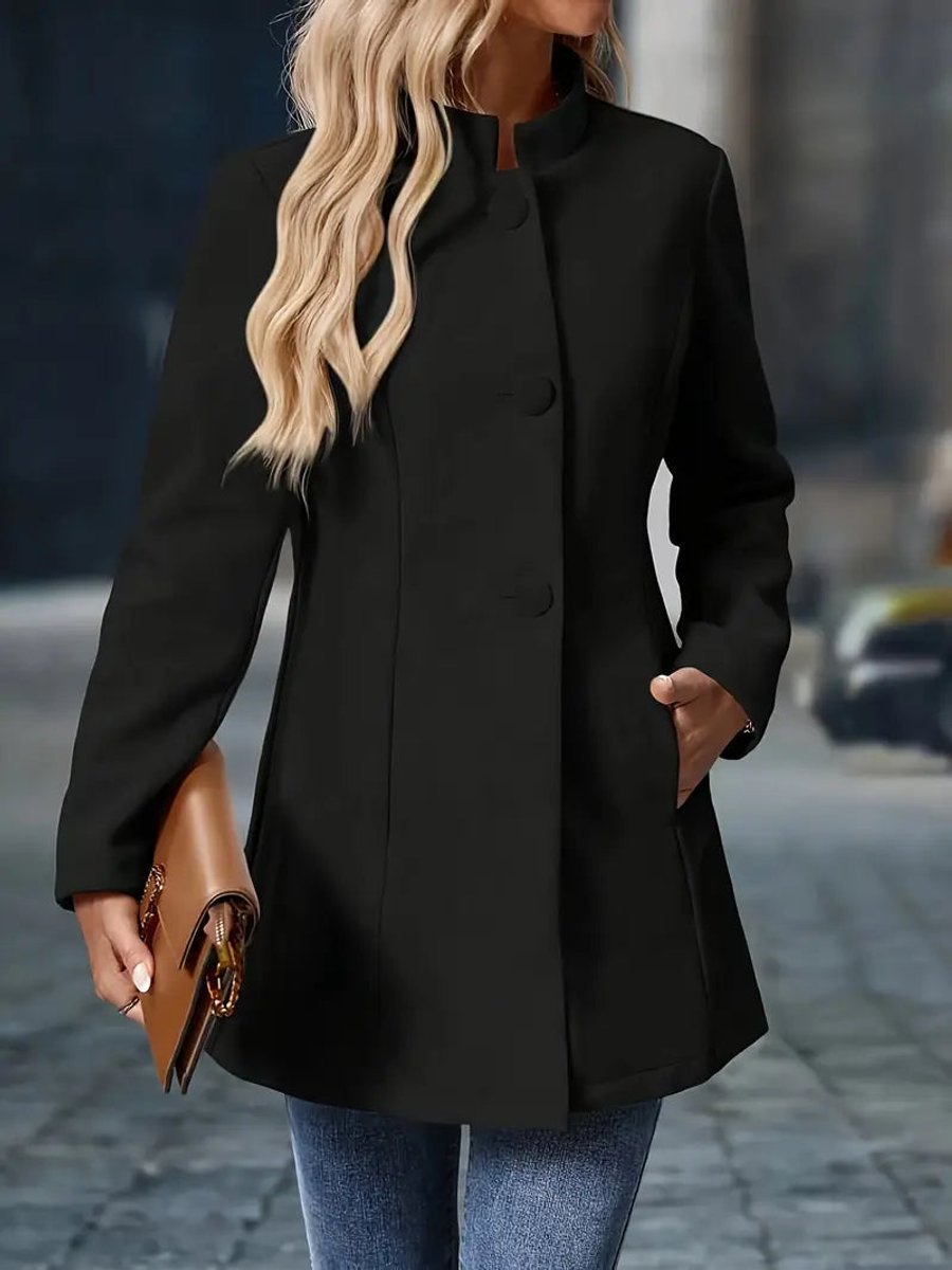Women's Coat Stand-Collar Button-Front Tailored Blazer Jacket