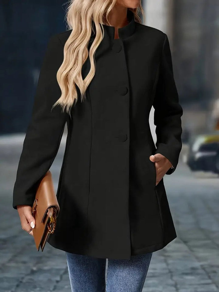 Women's Coat Stand-Collar Button-Front Tailored Blazer Jacket