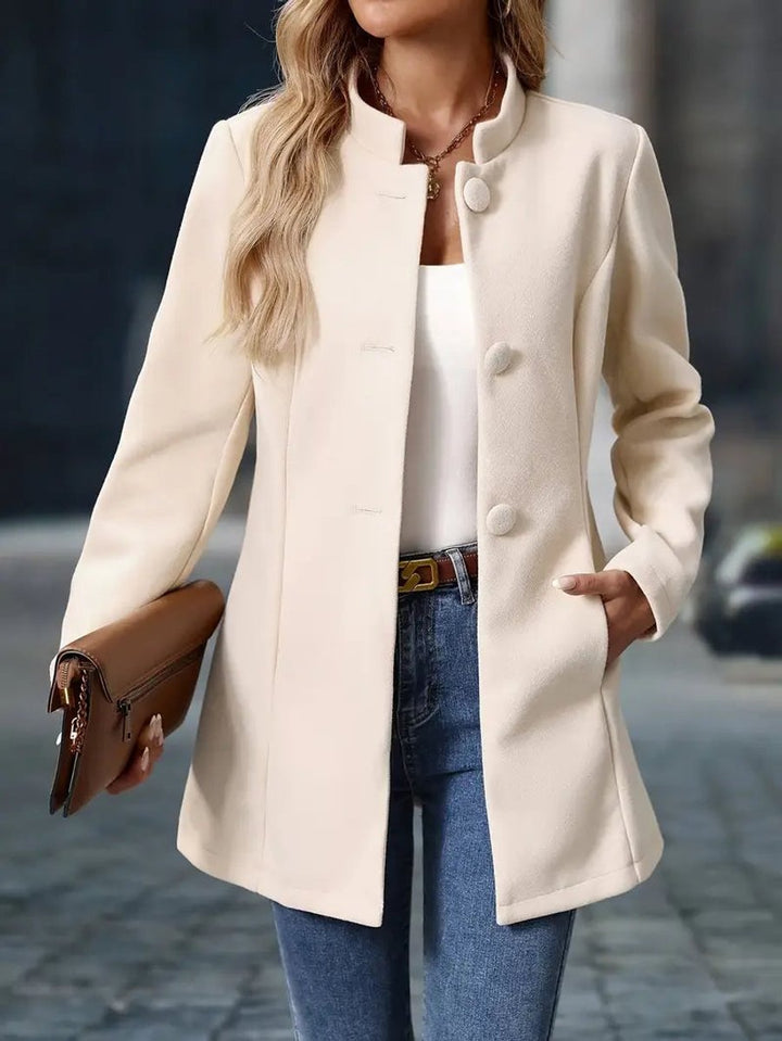 Women's Coat Stand-Collar Button-Front Tailored Blazer Jacket