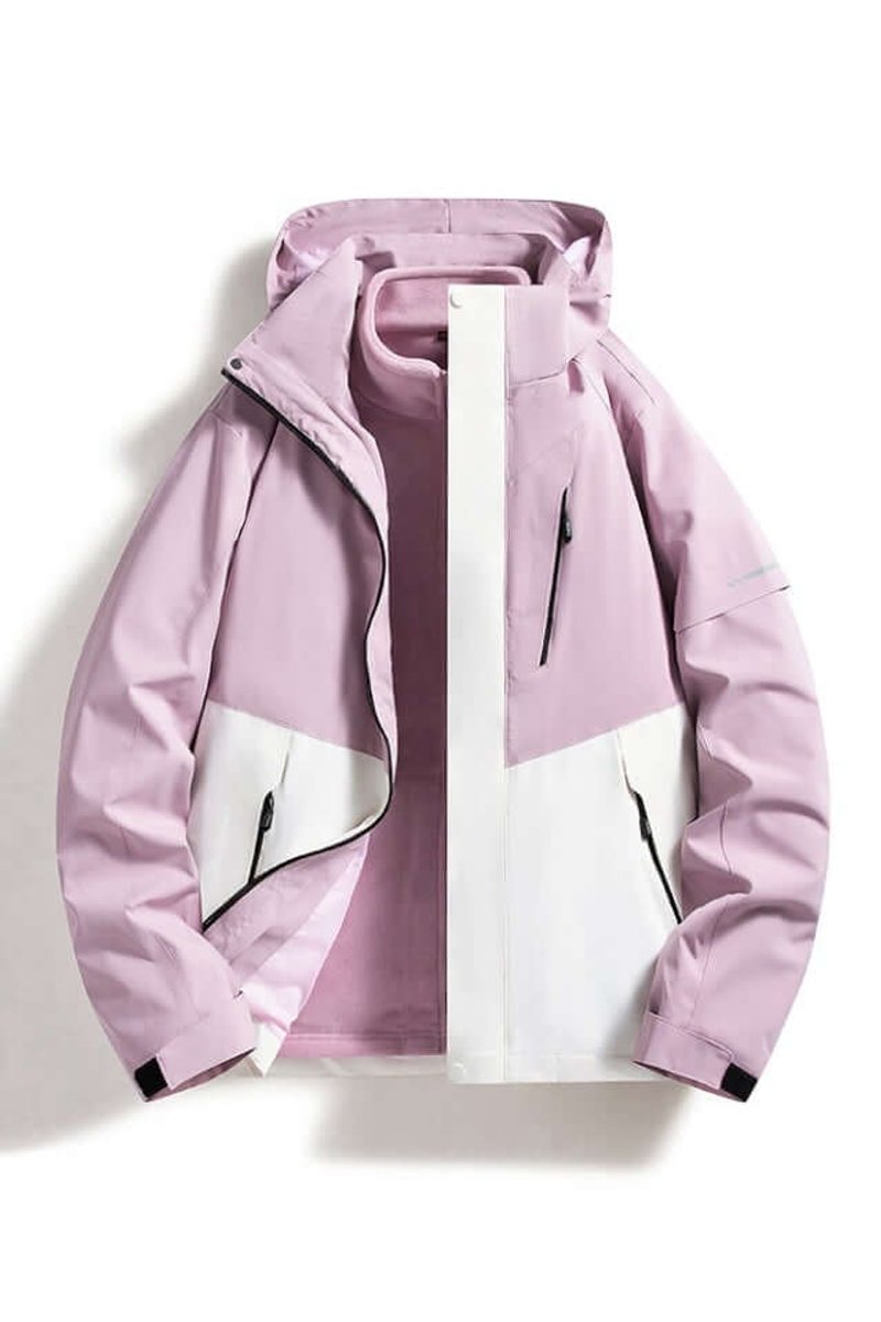 Women's Coat Waterproof Hooded Two-Tone Outdoor Jacket